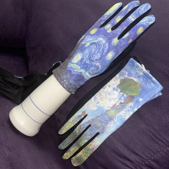 Fine Art Inspired The Starry Night Van Gogh & Monet Madam Touch Screen Gloves - Picture 4 of 8